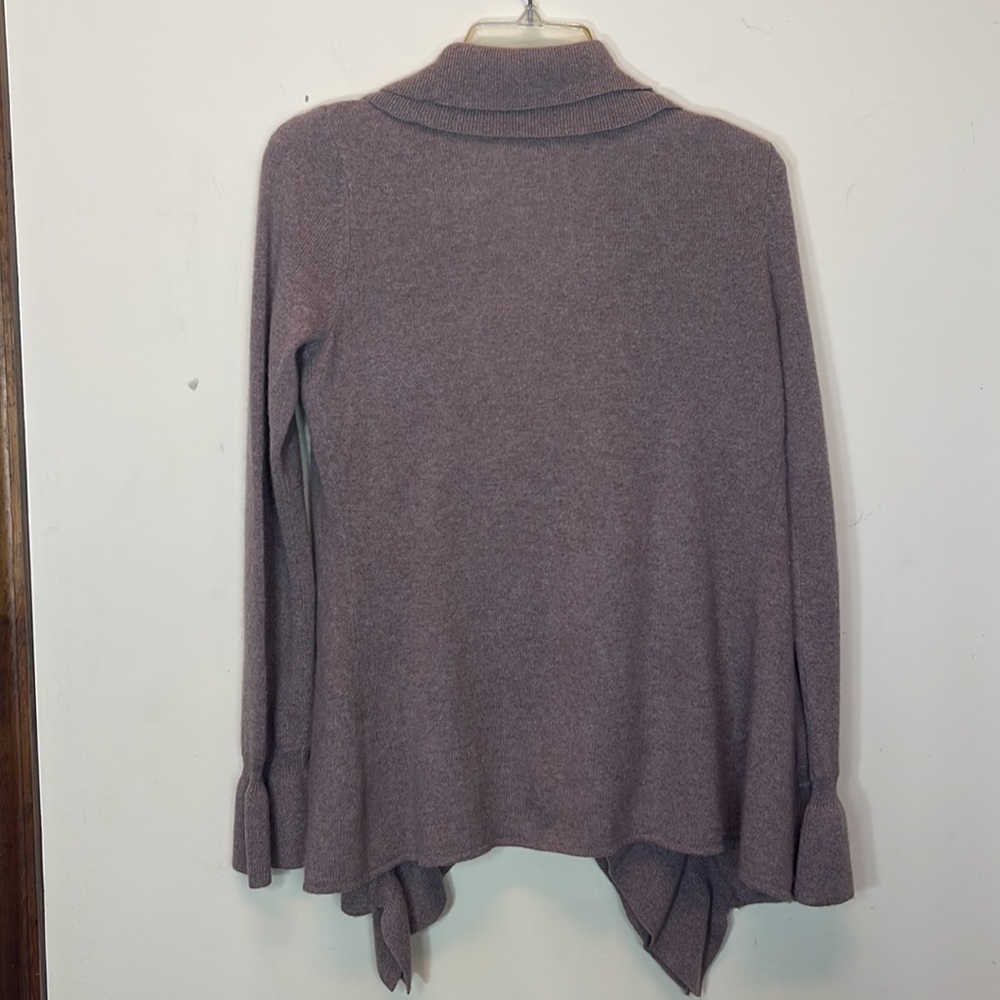 Marisa Christina 2ply cashmere tan/beige open front cascade cardigan - Picture 4 of 11